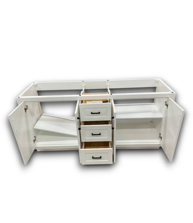 53760 Miranda White Double Bathroom Vanity Base Only 71"W