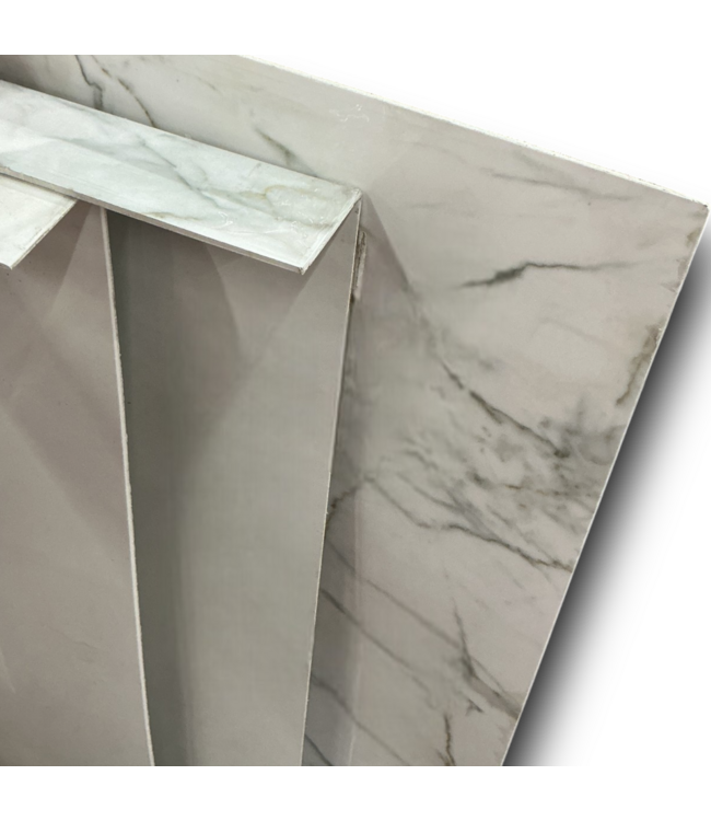 53807 3-Piece Gray Marble Design Shower Wall 40" x 98"