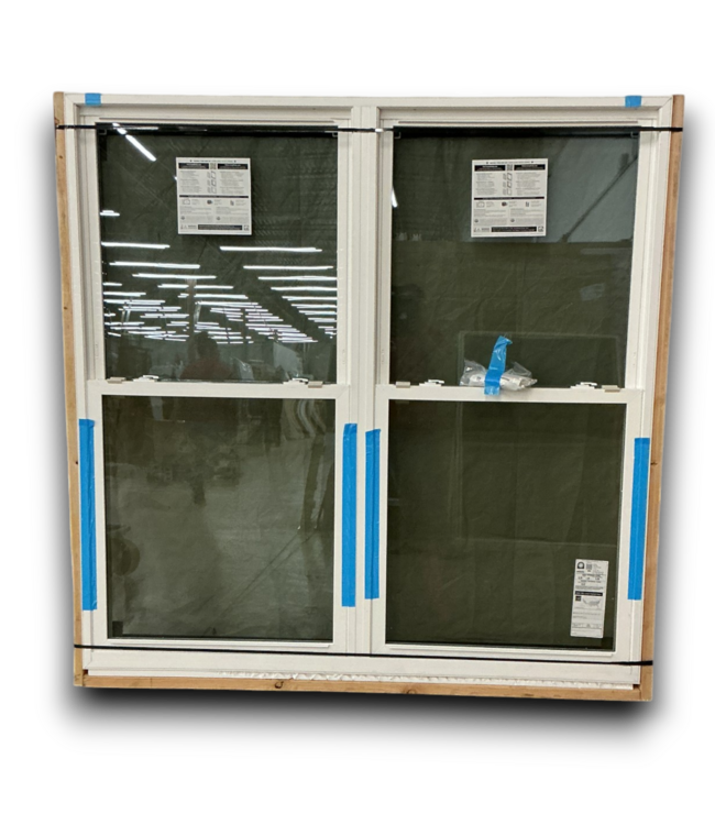 53877 White Vinyl Double hung Two Wide Window 71.5 x 71.5"