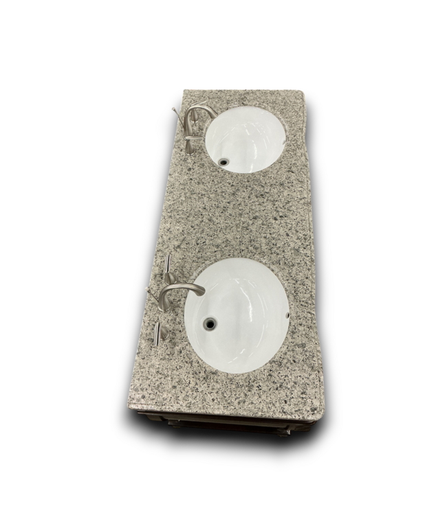 53878 Dark Cherry Double Bathroom Vanity With Granite Top 60"