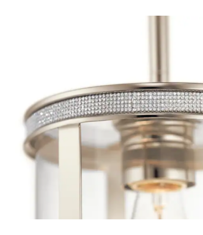 53929 Polished Nickel & Crystals 1-Light Mini Pendant Light