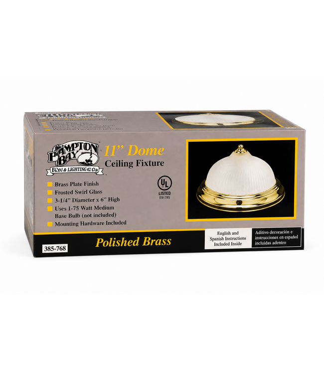 54062 Polished Brass 11 In Dome Ceiling Fixture