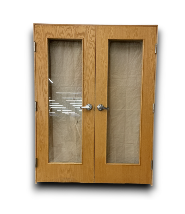 54075 Wood Prehung French Doors With Full Glass