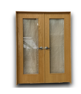 54075 Wood Prehung French Doors With Full Glass