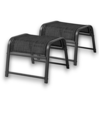 54132 Set Of 2 Outdoor Black Iron Footstool Ottoman