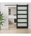 54162 Black 5 Lite Glass Barn Door 42 X 84