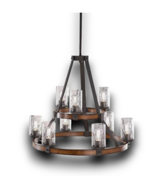 54195 9 Light Glass Metal Chandelier