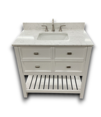 54254 Canterbury 36" White Bathroom Vanity With Top And Faucet