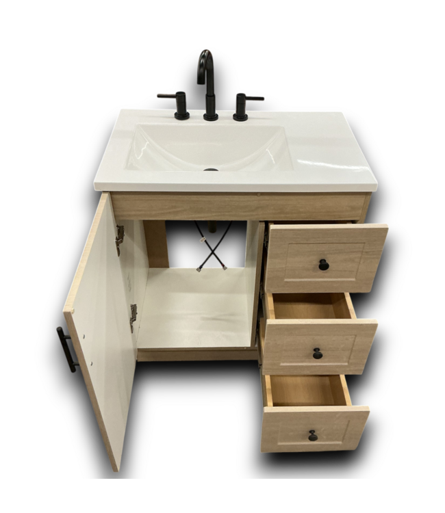 54256 Beige Oak Vanity With Sink Top & Faucet 30.5"w