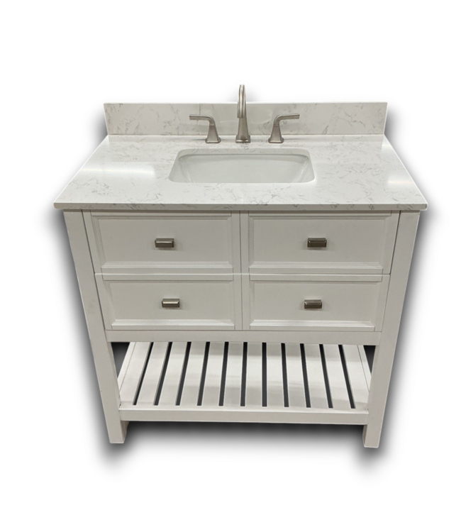 54254 Canterbury 36" White Bathroom Vanity With Top And Faucet