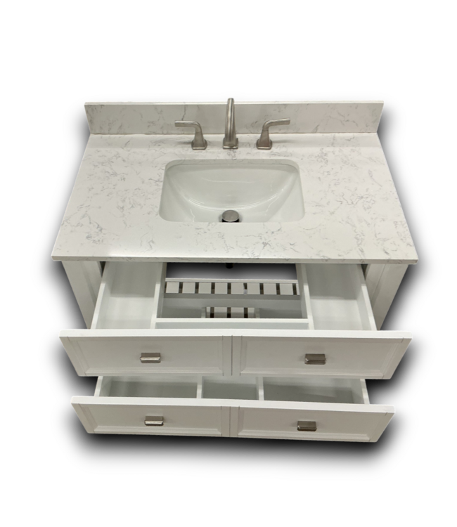 54254 Canterbury 36" White Bathroom Vanity With Top And Faucet
