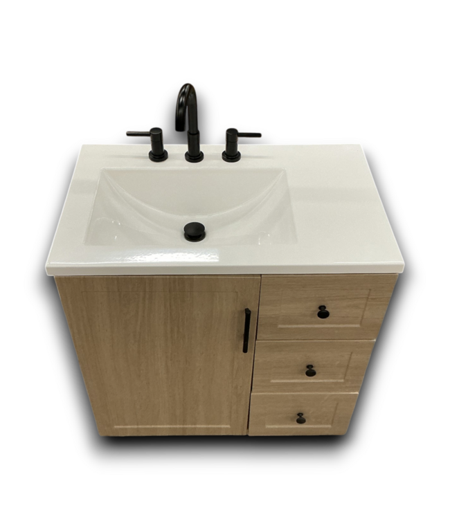 54256 Beige Oak Vanity With Sink Top & Faucet 30.5"w