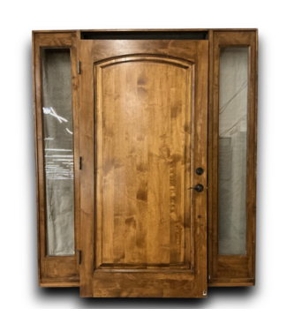 54276 Pecan Exterior Door With Sidelights 74.75" X 86.5"