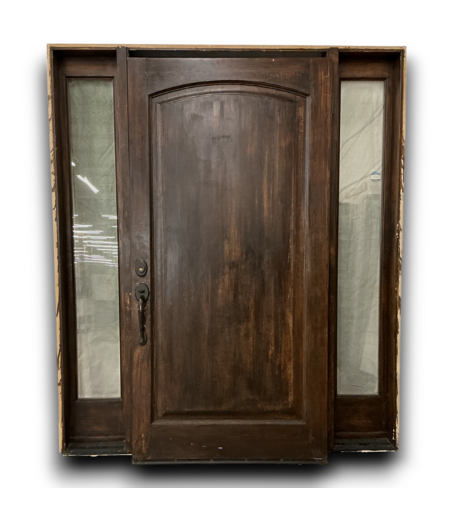54276 Pecan Exterior Door With Sidelights 74.75" X 86.5"