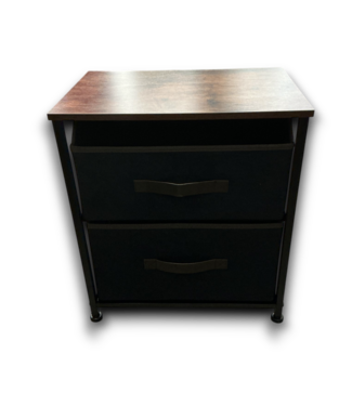 54277 Industrial Nightstand With Blue Fabric Drawers