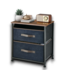 54277 Industrial Nightstand With Blue Fabric Drawers