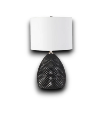 54322 22"h Black Led 3-way Table Lamp With Linen Shade