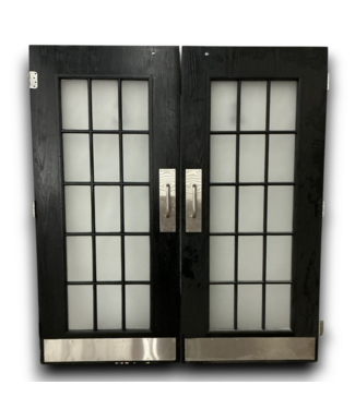 54323 Black Frosted Glass French Doors 72.25" X 80"