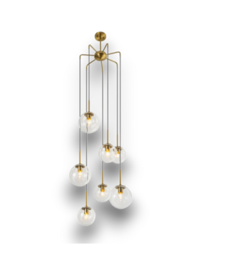54350 Brushed Gold Clear Glass Meta Chandelier