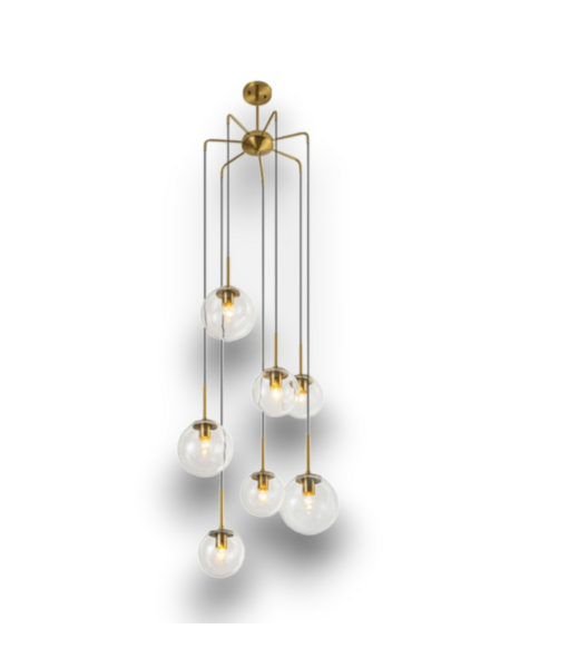 54350 Brushed Gold Clear Glass Meta Chandelier