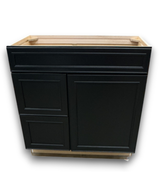 54383 36” Black Wooden 2 Drawers Vanity Base