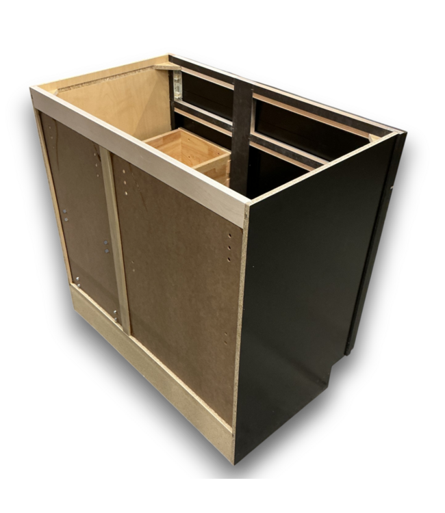 54382 36” Black Wooden 2 Drawers Vanity Base