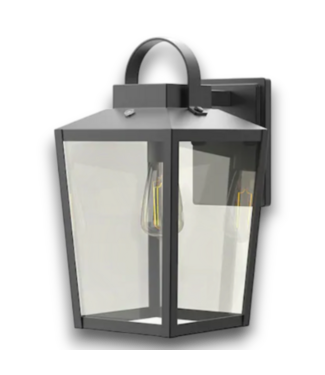 54387 15” Outdoor Wall Lantern Black And Glass