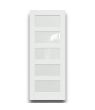 54389 32 X 80 White 5 Frosted Glass Panel Interior Door