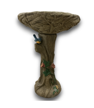 54401 High Wood Look Concrete Bird Bath