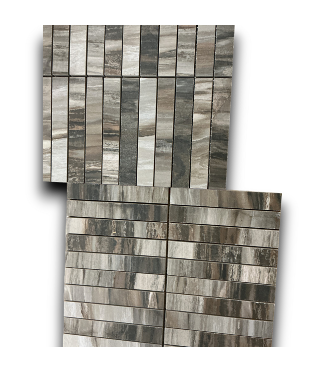 54438 12 X12 Gray Brown Linear Mosaic Tile