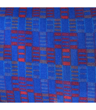 54444 True Blue & Red Geometric Textile Fabric Roll 67 Yds.
