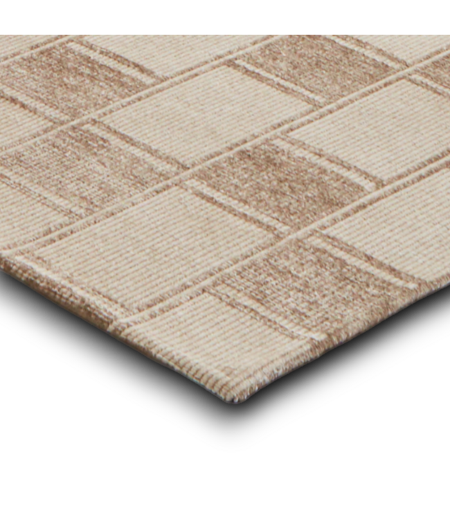 54451 Beige Checker Runner Rug 2' X 7'