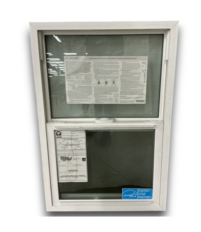 54458 Single Hung White Vinyl Window 21" X 31"