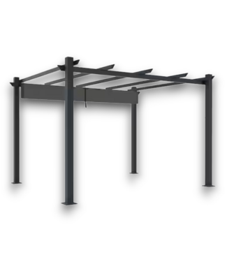 54466 Gray Outdoor Patio Pergola With Retractable Canopy 13' X 10'