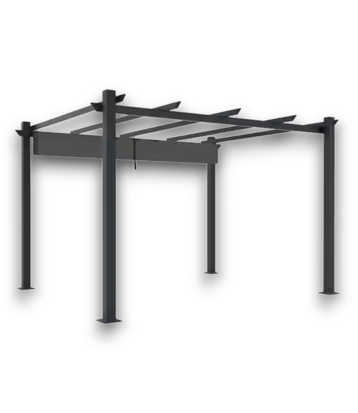 54466 Gray Outdoor Patio Pergola With Retractable Canopy 13' X 10'