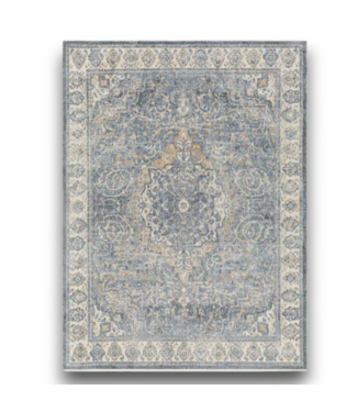 54477 Lillian Flat Weave Polyester Sky Blue Rectangular Indoor Medallion Vintage Carpet