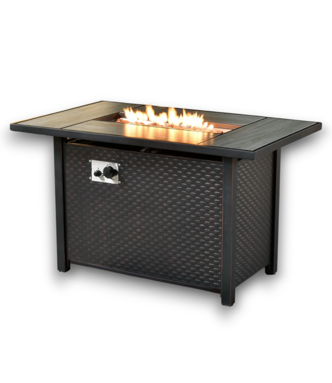54483 42" Rectangle Propane Fire Pit Table Brown