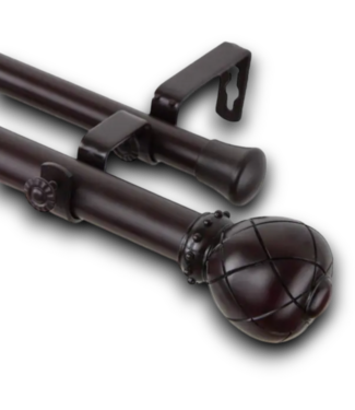 54502 Mahogany Steel Double Curtain Rod 2-pk