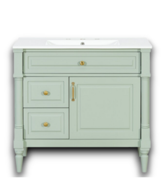 54533 Light Green Bathroom Vanity With White Ceramic Sink 36"