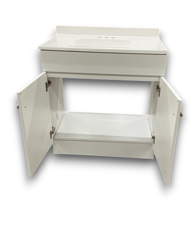 54564 Dover True White Bathroom Vanity With Top 30"