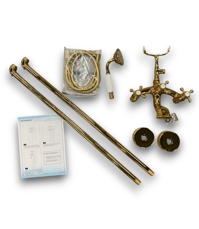 54570 Wayne Polished Gold 2 Handle Clawfoot Tub Filler