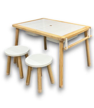54577 Wooden Sensory Table With 2 Stools For Toddlers