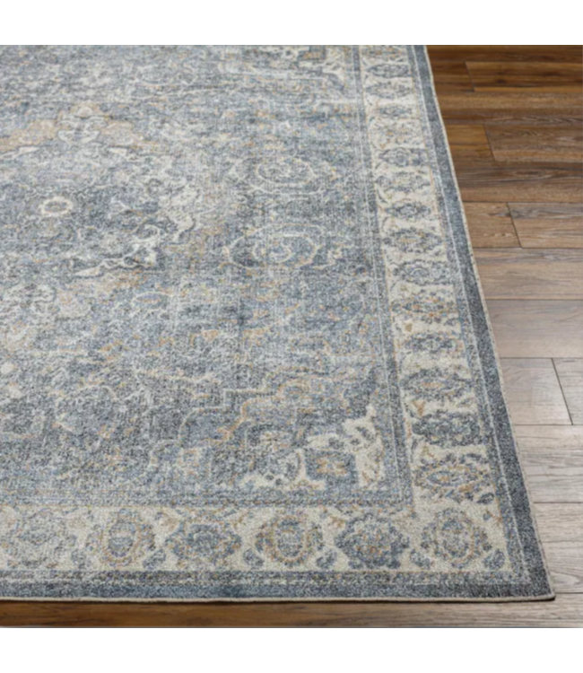 54477 Lillian Flat Weave Polyester Sky Blue Rectangular Indoor Medallion Vintage Carpet
