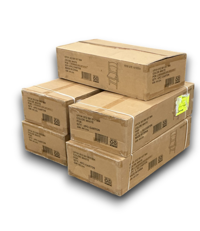 53625 White Wood Frame Outdoor Seats - 4 Chairs in 1 Box