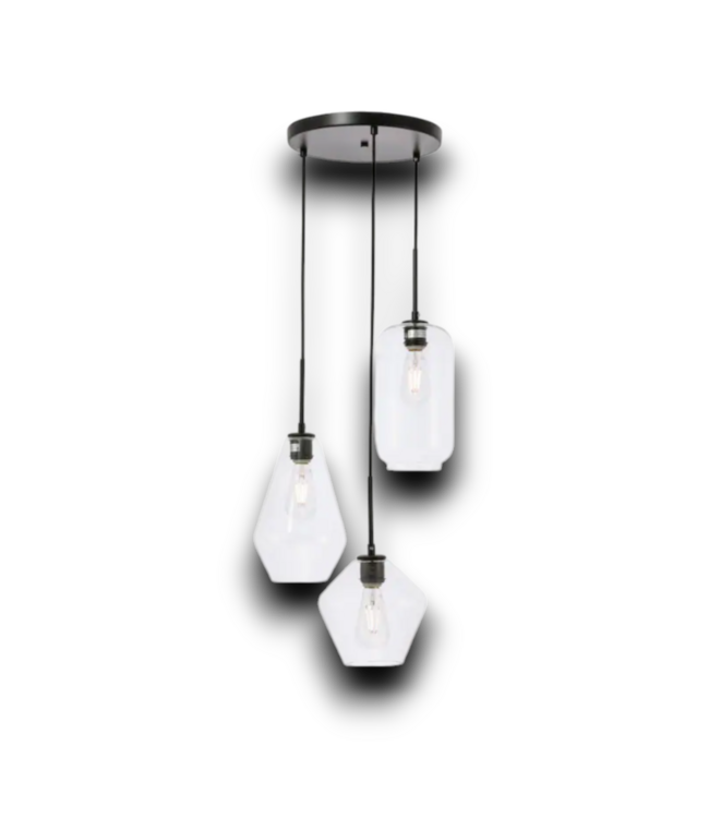 53927 Home Furnishing 3 Light Black Industrial Pendant Light