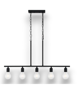 52692 Matte Black 5-Light Bare Bulb Chandelier