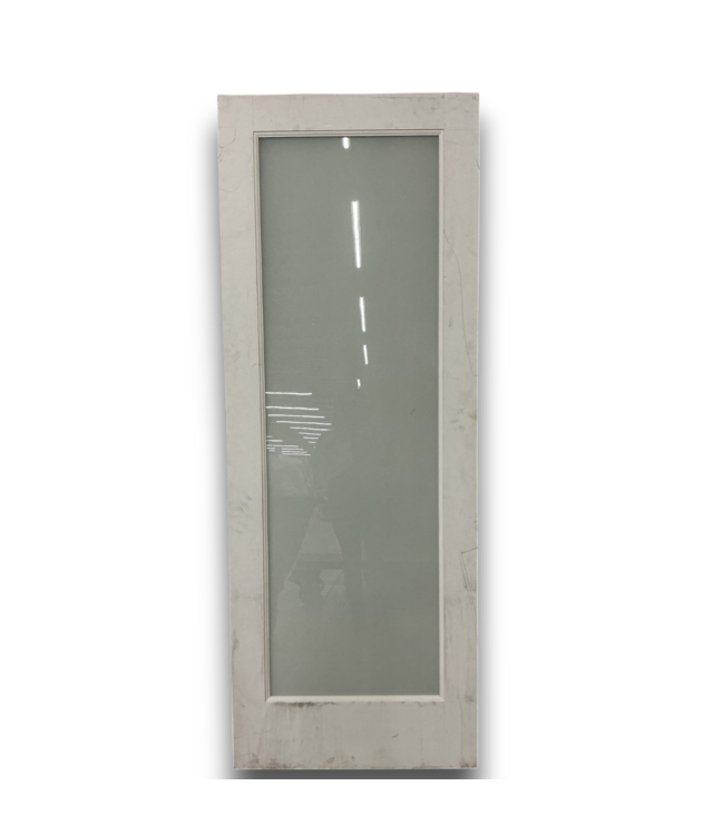 52268 Primed 1-Panel Frosted Glass Pine Slab Door 30" x 80"