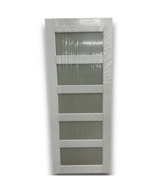 54389 32 X 80 White 5 Frosted Glass Panel Interior Door