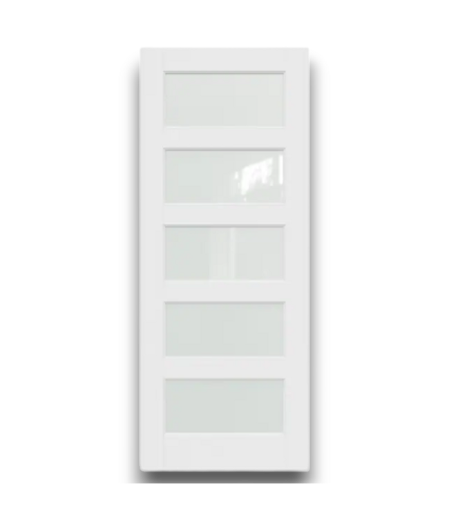 54389 32 X 80 White 5 Frosted Glass Panel Interior Door