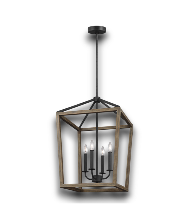 54633 Weathered Oak 4-light Chandelier
